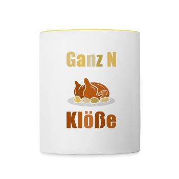 Klos Gänsebraten Braten Essen Geschenk - Tasse zweifarbig - Weiß/Gelb - Vorne