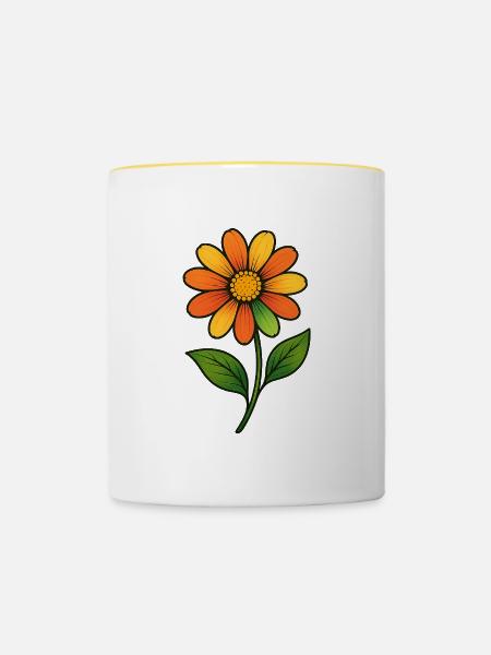 Orangene Blüte Farbzauber - Tasse zweifarbig - Weiß/Gelb