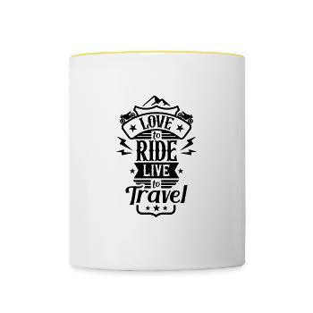 Love to Ride Live to travel - Tasse zweifarbig - Weiß/Gelb - Vorne