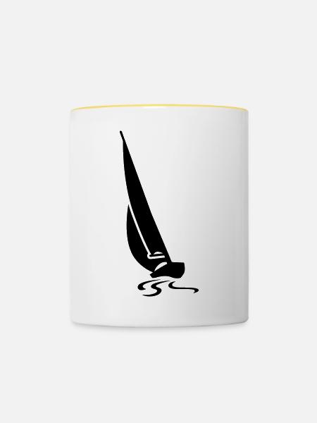 Regatta Segelboot - Tasse zweifarbig - Weiß/Gelb