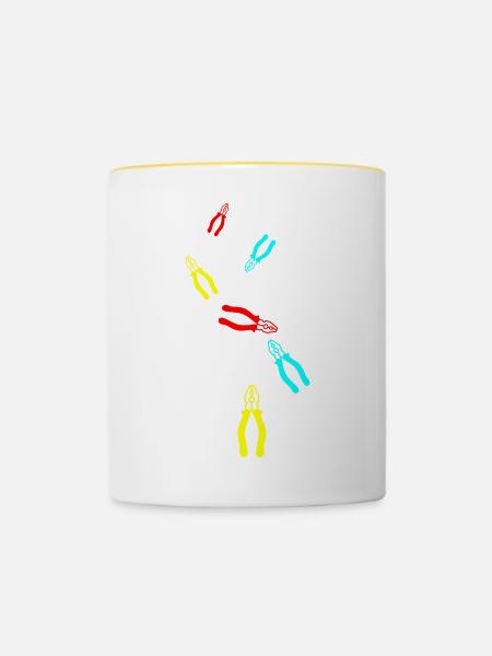 Zange Icon - Tasse zweifarbig - Weiß/Gelb