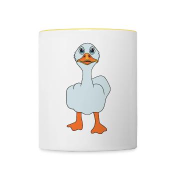 Drôle de majeur canard - Mug contrasté - blanc/jaune - Devant