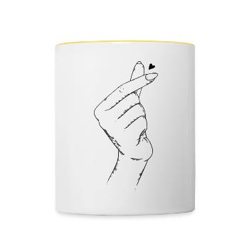 Cœur coréen - Mug contrasté - blanc/jaune - Devant