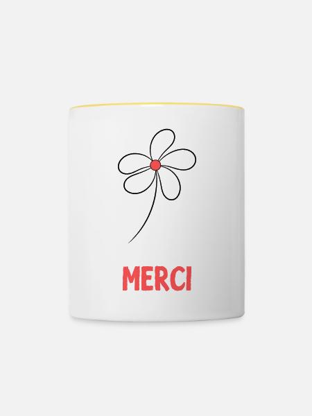 GELIEBTE. VIELEN DANK. DANKE HERRIN - Tasse zweifarbig - Weiß/Gelb