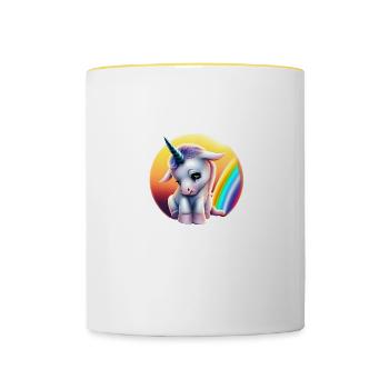 Dépression Licorne Triste Arc-en-ciel - Mug contrasté - blanc/jaune - Devant