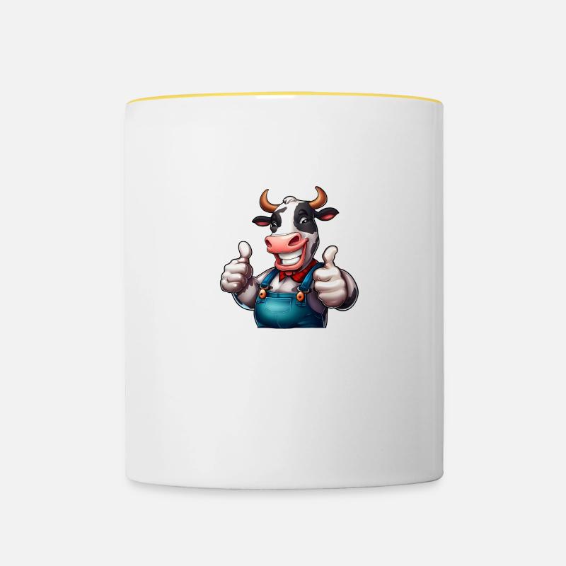 Ferme de vaches - Mug contrasté - blanc/jaune
