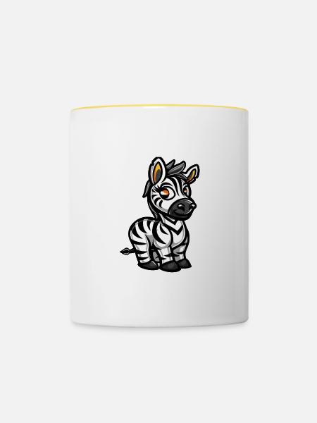Zebra Comic - Tasse zweifarbig - Weiß/Gelb