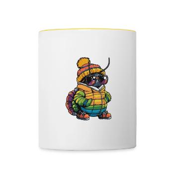 Wurm Cool Comic - Tasse zweifarbig - Weiß/Gelb - Vorne