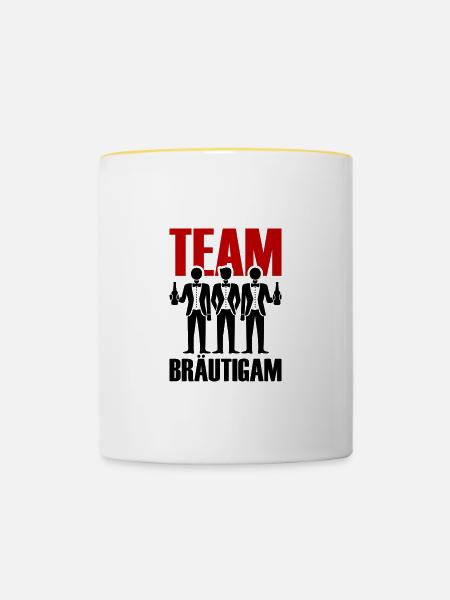 Team Bräutigam Polterhochzeit - Tasse zweifarbig - Weiß/Gelb