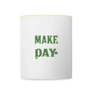 Haustiere machen den St. Patricks Day magisch - Tasse zweifarbig - Weiß/Gelb - Vorne