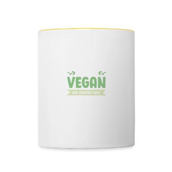végétalien végétalien - Mug contrasté - blanc/jaune - Devant