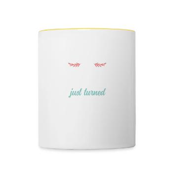 filles 16 anniversaire - Mug contrasté - blanc/jaune - Devant
