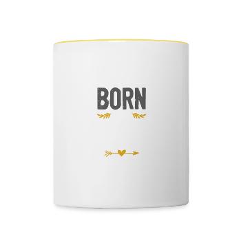 born in the 80's - Contrasting Mug - white/yellow - Front