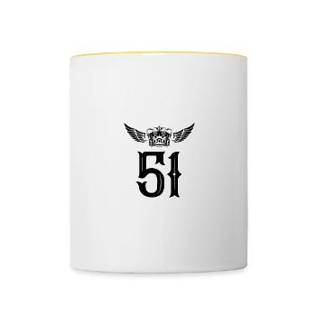 51 Zahl Krone - Tasse zweifarbig - Weiß/Gelb - Vorne