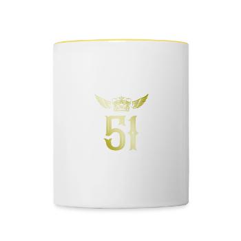 51 Zahl Krone - Tasse zweifarbig - Weiß/Gelb - Vorne