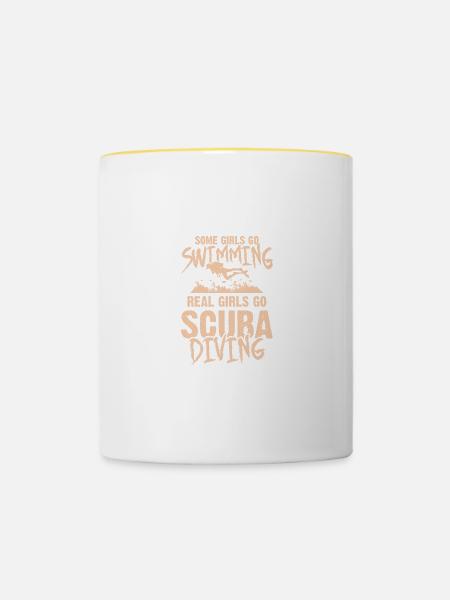 mädchen scuba tauchen - Tasse zweifarbig - Weiß/Gelb