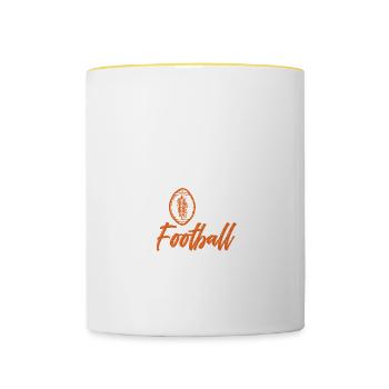 leben lieben football - Tasse zweifarbig - Weiß/Gelb - Vorne