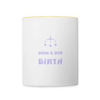 merci maman papa bébé - Mug contrasté - blanc/jaune - Devant