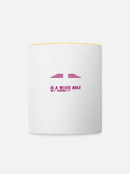 schwarzer gürtel Taekwondo - Tasse zweifarbig - Weiß/Gelb