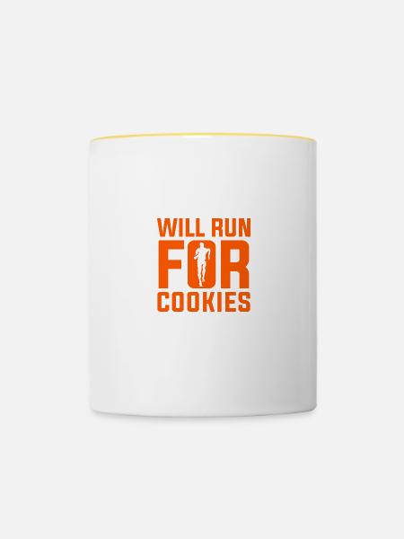rennen für kekse - Tasse zweifarbig - Weiß/Gelb