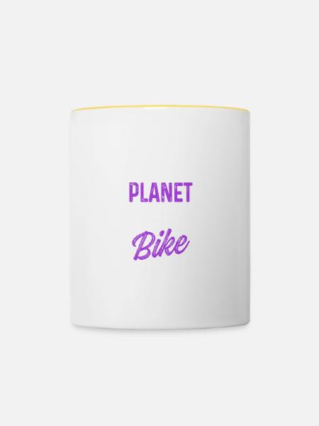 save the planet fahrrad - Tasse zweifarbig - Weiß/Gelb