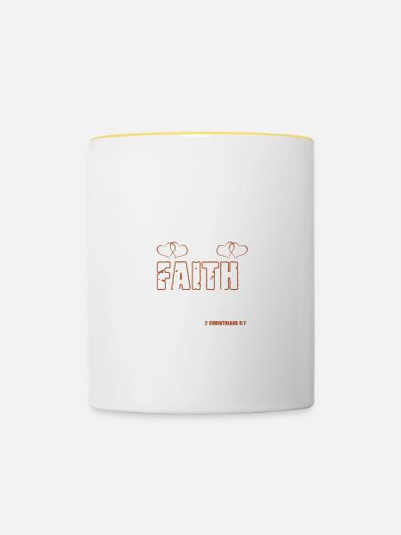 gehe mit glaube - Tasse zweifarbig - Weiß/Gelb