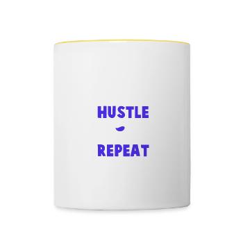 coffee wine repeat - Contrasting Mug - white/yellow - Front