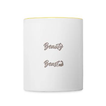 beauty beast fitness - Tasse zweifarbig - Weiß/Gelb - Vorne