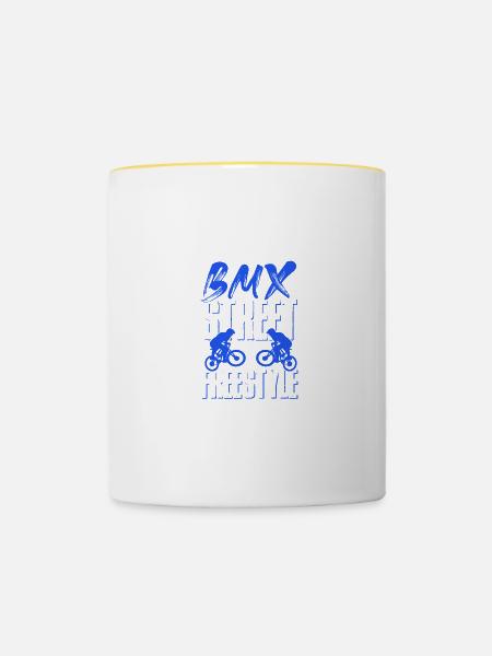 bmx freestyle - Tasse zweifarbig - Weiß/Gelb