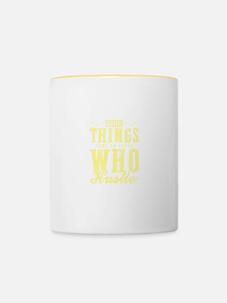 arbeit hustle - Tasse zweifarbig - Weiß/Gelb