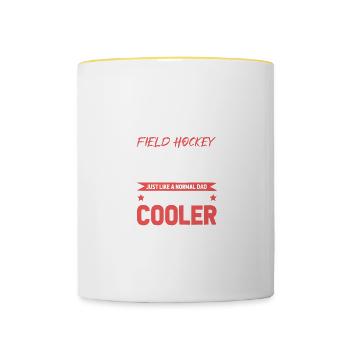 Feldhockey Dad - Tasse zweifarbig - Weiß/Gelb - Vorne