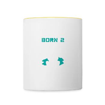 Né pour plonger - Mug contrasté - blanc/jaune - Devant