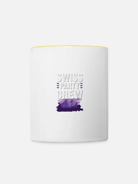Swiss Party Crew - Tasse zweifarbig - Weiß/Gelb