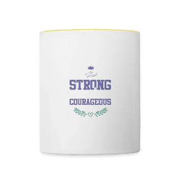 Verset biblique Jésus fort - Mug contrasté - blanc/jaune - Devant