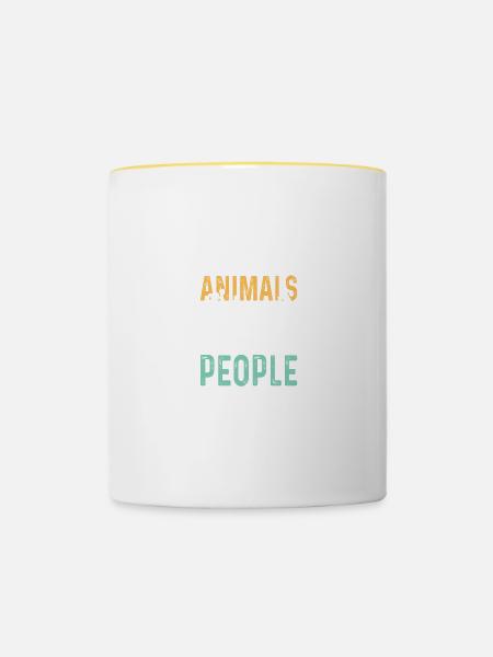 ich hasse menschen tierschützer - Tasse zweifarbig - Weiß/Gelb