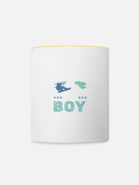 snowboarding junge - Tasse zweifarbig - Weiß/Gelb