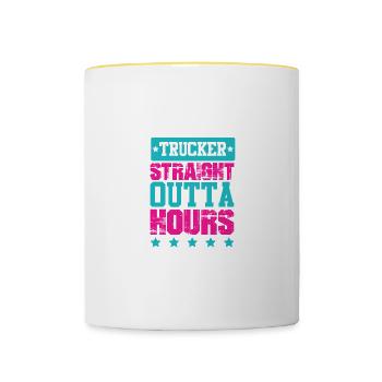trucker straight outta - Contrasting Mug - white/yellow - Front