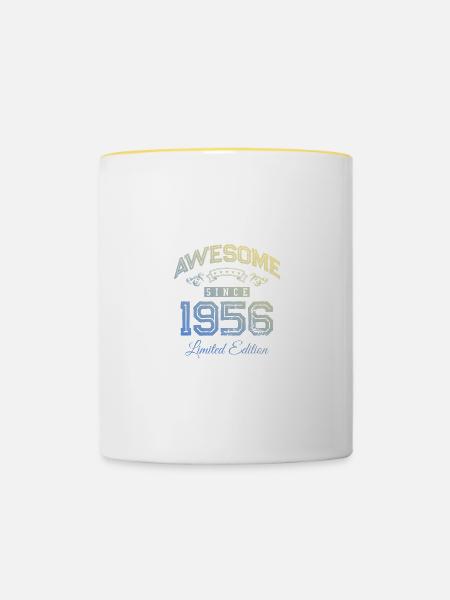 1956 awesome since - Tasse zweifarbig - Weiß/Gelb
