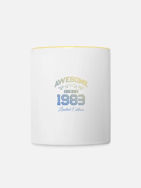 1983 awesome since - Tasse zweifarbig - Weiß/Gelb