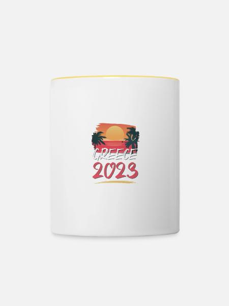 Greece 2023 - Tasse zweifarbig - Weiß/Gelb