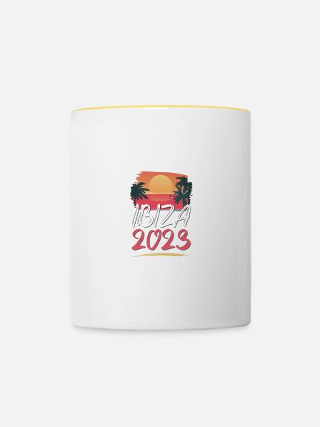 Ibiza 2023 - Tasse zweifarbig - Weiß/Gelb