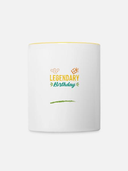 legendary birthday team - Tasse zweifarbig - Weiß/Gelb
