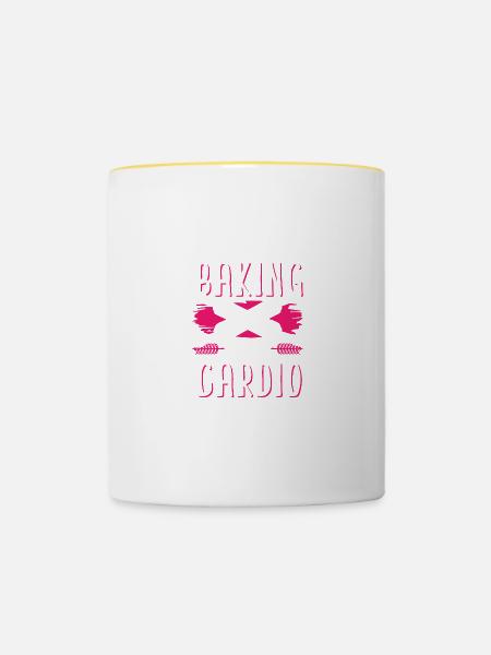 backen cardio - Tasse zweifarbig - Weiß/Gelb