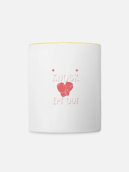 knock out boxhandschuhe - Tasse zweifarbig - Weiß/Gelb