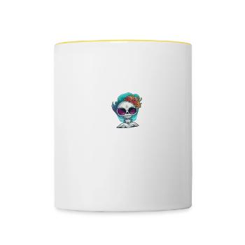 Squelette de mariage Team Bride - Mug contrasté - blanc/jaune - Devant