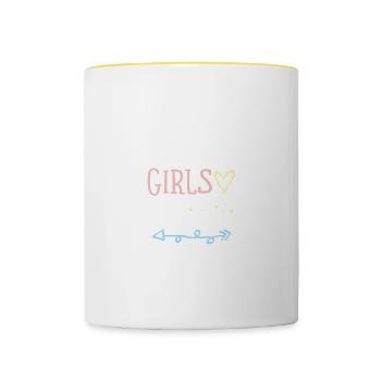 Tournée des filles en Indonésie - Mug contrasté - blanc/jaune - Devant