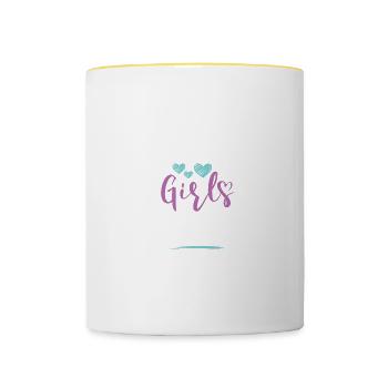 Tournée des filles en Indonésie - Mug contrasté - blanc/jaune - Devant