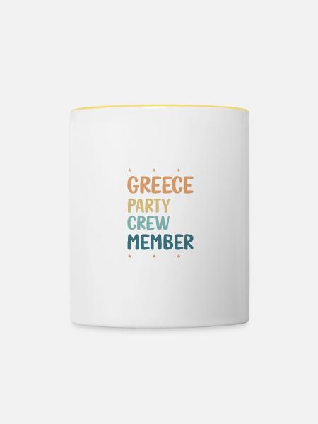 Greece Party Crew - Tasse zweifarbig - Weiß/Gelb