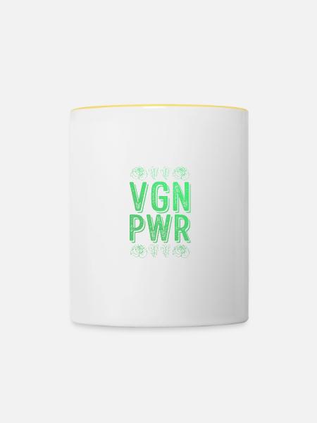 vegan power - Tasse zweifarbig - Weiß/Gelb