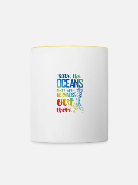 save the ocean meerjungfrau - Tasse zweifarbig - Weiß/Gelb